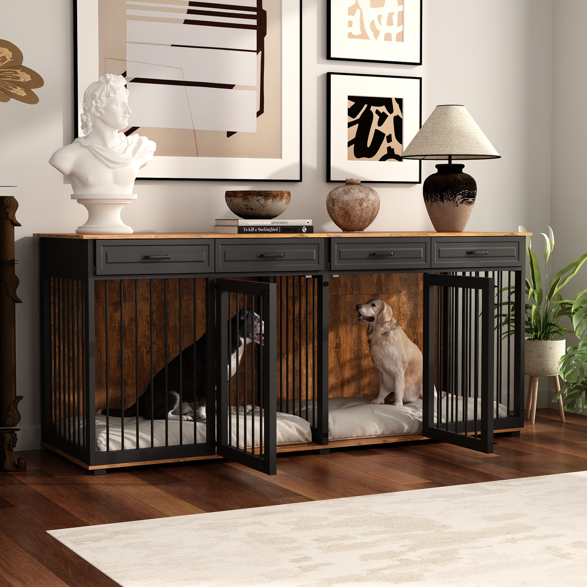 Tucker Murphy Pet™ Furniture Style Pet Crate with 4 Drawers and Divider & Reviews | Wayfair