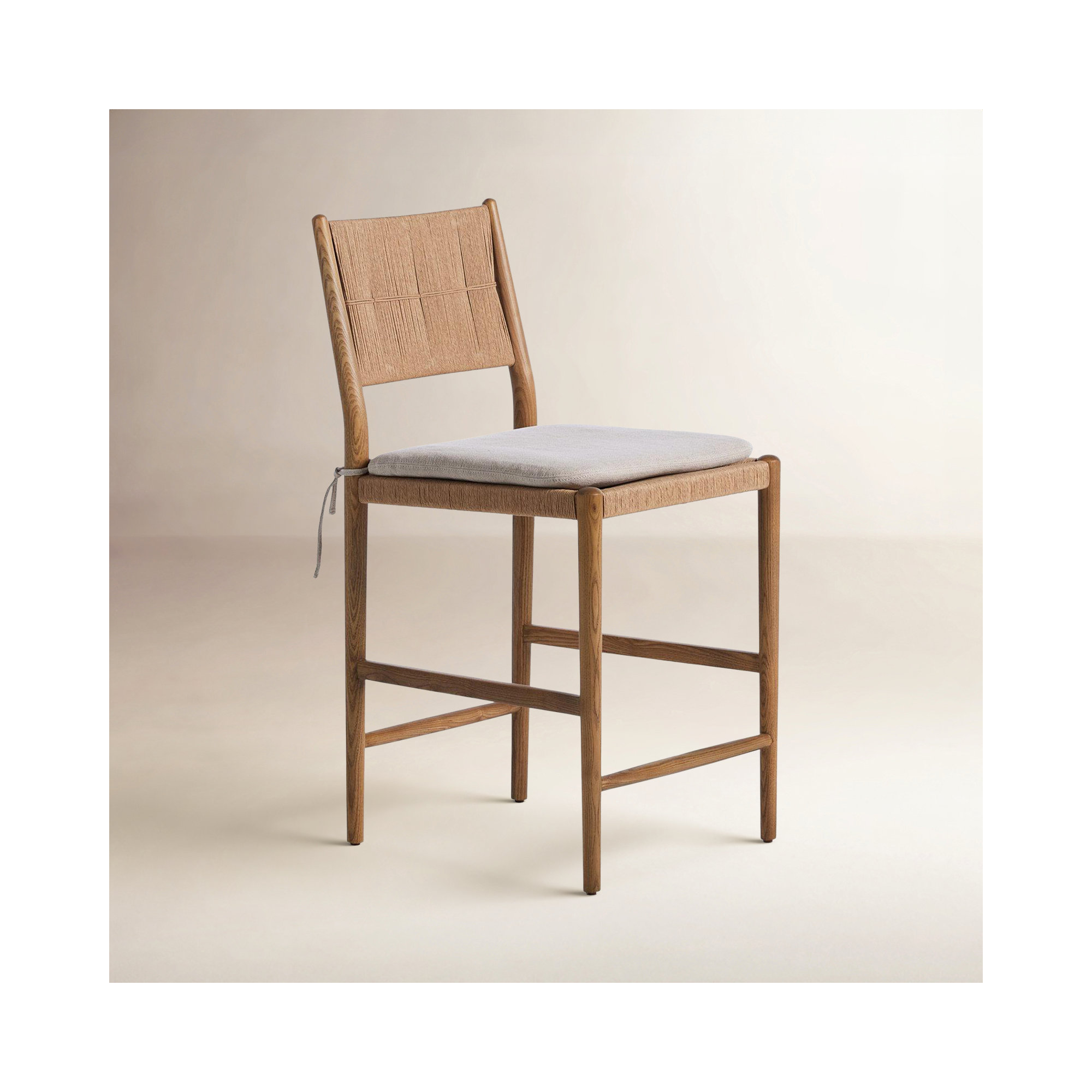 Dara Stool With Cushion, Gray, Brown, Counter Stool (25.08" Seat Height)