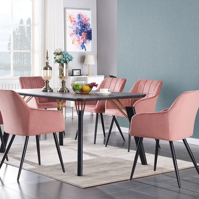 Yerres 6 - Person Dining Set, Black, Pink