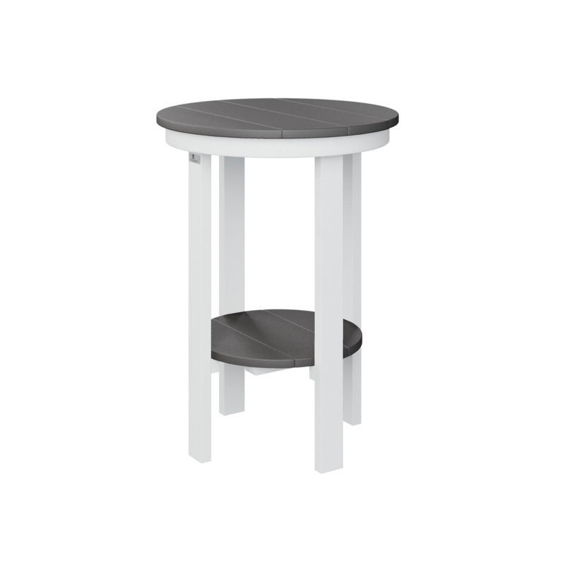 Outdoor Round End Dining Table, 29" H x 21.5" W x 21.5" D, Navy Blue/White