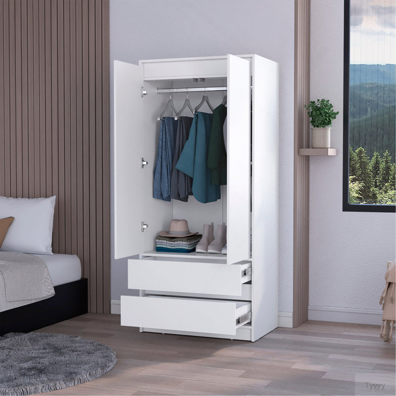 Armoire blanche à 2 tiroirs, Blanc