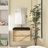 Angela 30-Inch Floating Bathroom Vanity In Grey Oak With Matte Black Quartz Top-97827218