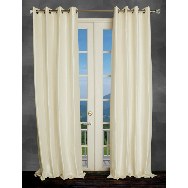 Panneau de rideau simple semi-diaphane avec œillets Eury, l 50 po x L 108 po, Champagne