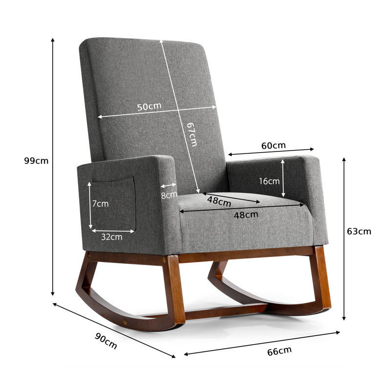Aderes Solid Wood Rocking Chair, Grey