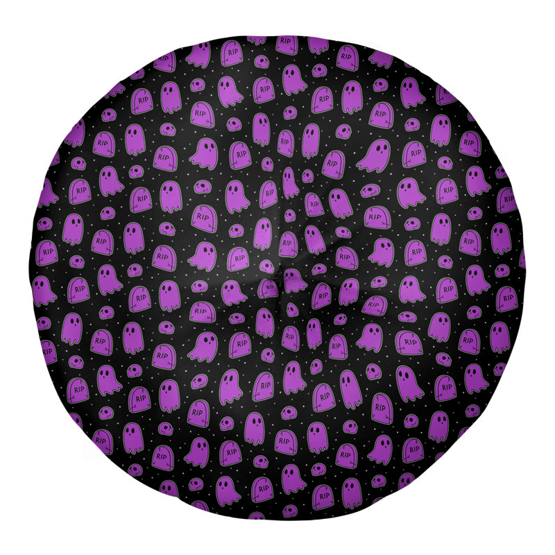 Coussin de sol rond Katelyn Elizabeth, 30 po x 30 po, Noir / mauve