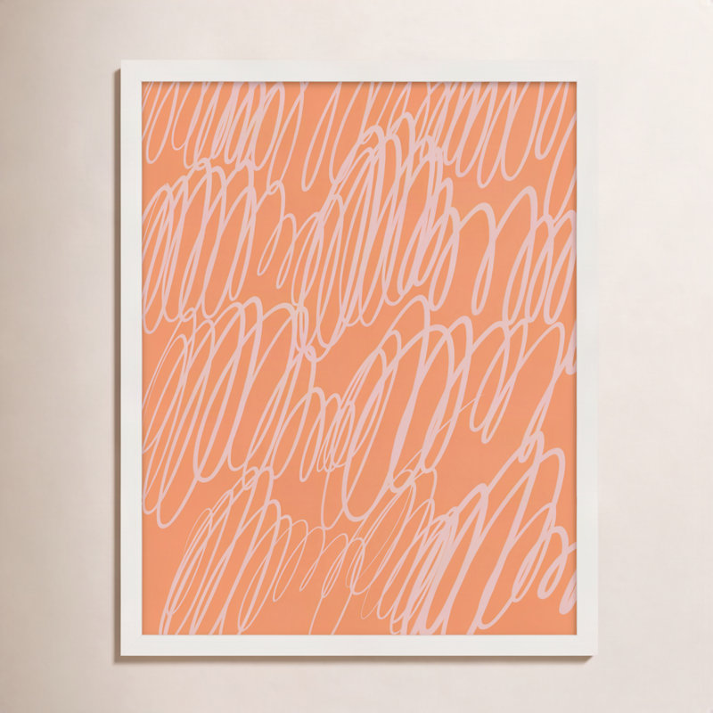 Color Squiggles 4 by Jacques Pilon - Framed Wall Art, White Single Structure Framed Paper, 25" H x 20" W x 1.25" D