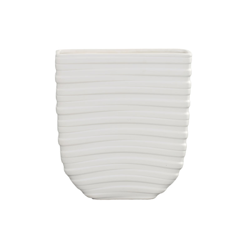 Ceramic Tall Rectangle Pot Matte Finish White