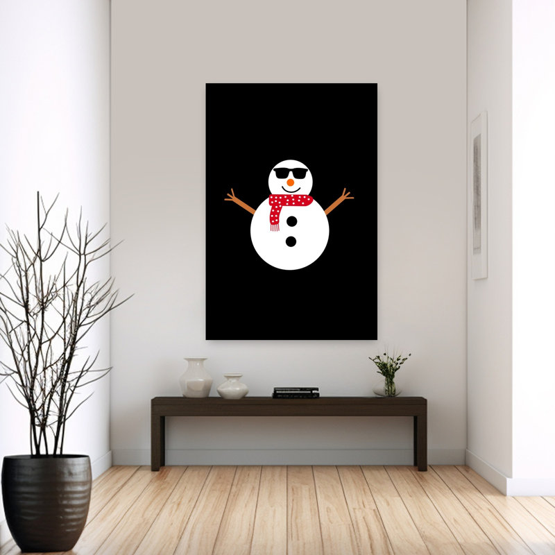 Cool Snowman Minimalist Abstract Winter Landscape Wall Art Print 1 Piece Wrapped Canvas Wall Art, 152.4cm H x 101.6cm W