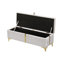 Ensemble de chambre à coucher 2 pièces, lit plateforme tapissier avec système de rangement hydraulique, repose-pieds de rangement avec pieds en métal, beige