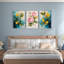 Roses et feuilles, art mural sur toile, reproduction de peinture à l'huile (ensemble de 3)-118089208