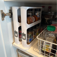  Cabinet Caddy SNAP! Sliding Spice Rack Organizer for Cabinet,  Just Pull & Rotate, 3 Snap-In Shelves Adjust for 5 Levels of Storage,  Magnetic Modular Design, Non-Skid Base, 8.9”H x 6.1”W x