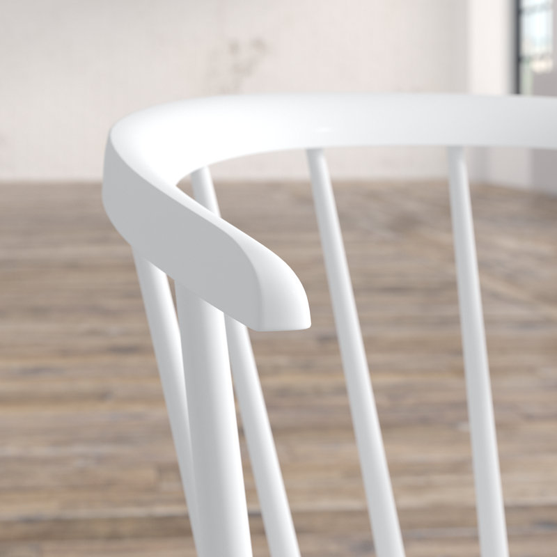 Chaise d'appoint à dossier Windsor en bois massif Demi Lee, Blanc