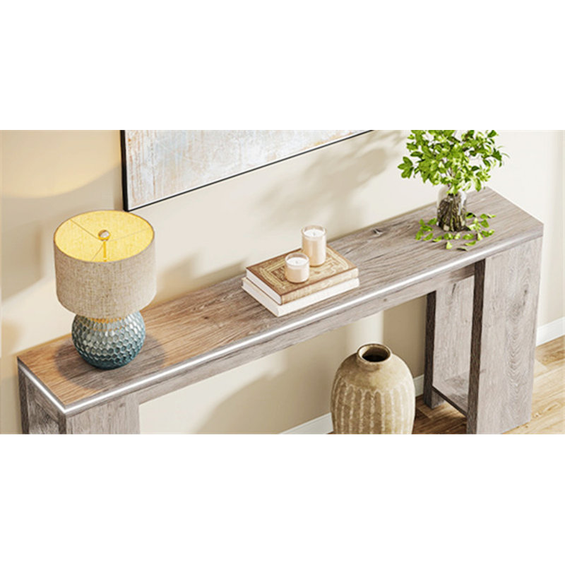 Farmhouse Console Table, Narrow Wood Table, Rustic Accent Table For Living Room, Hallway, Gray