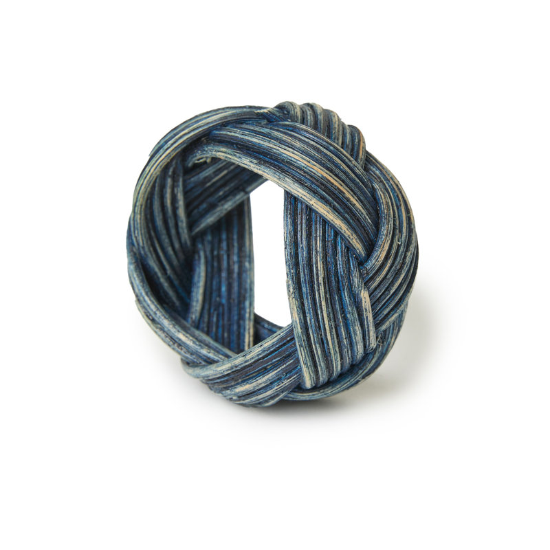 Braided Weave Napkin Rings - Blue - Set of 4, Blue