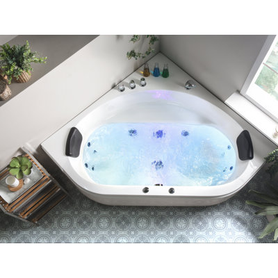 Lillydale 1400mm x 1400mm Corner Whirlpool Acrylic Bathtub with Tap