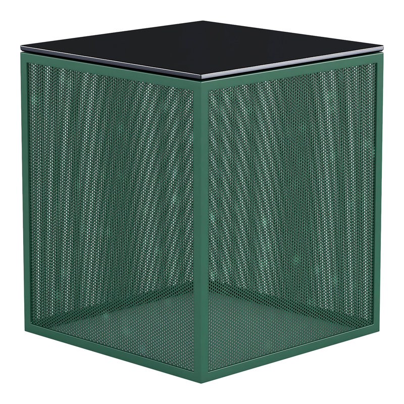 Glass Top End Table, Green/Black