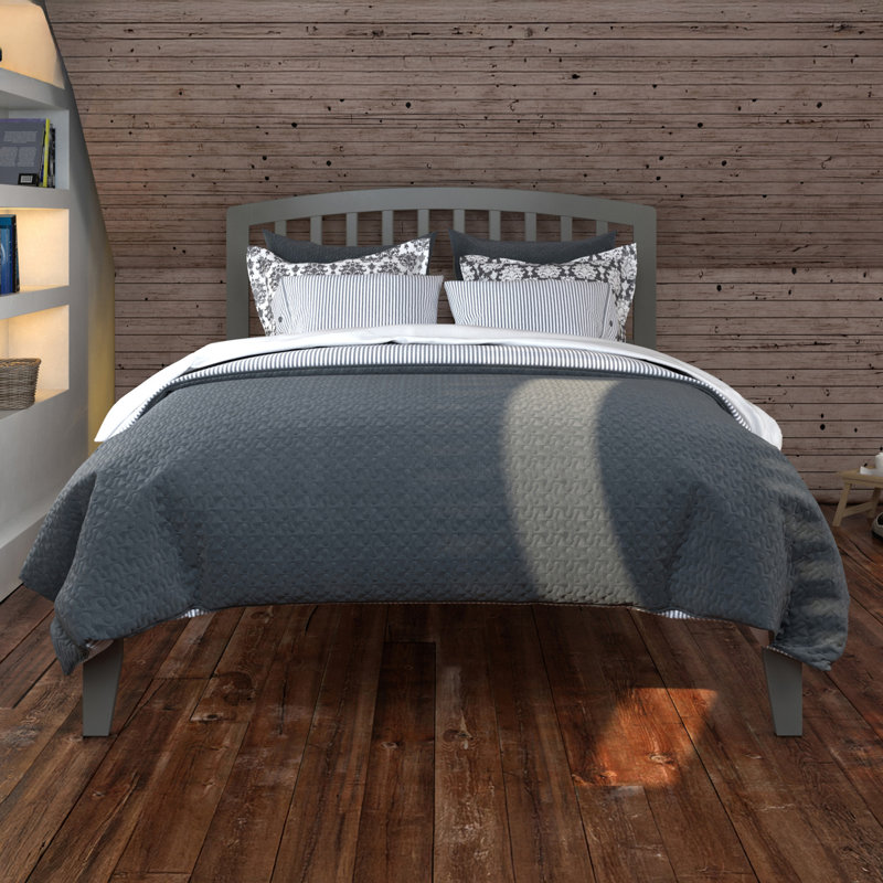 Careaga Solid Wood Platform Bed with Attachable USB Charger, Full, Gray