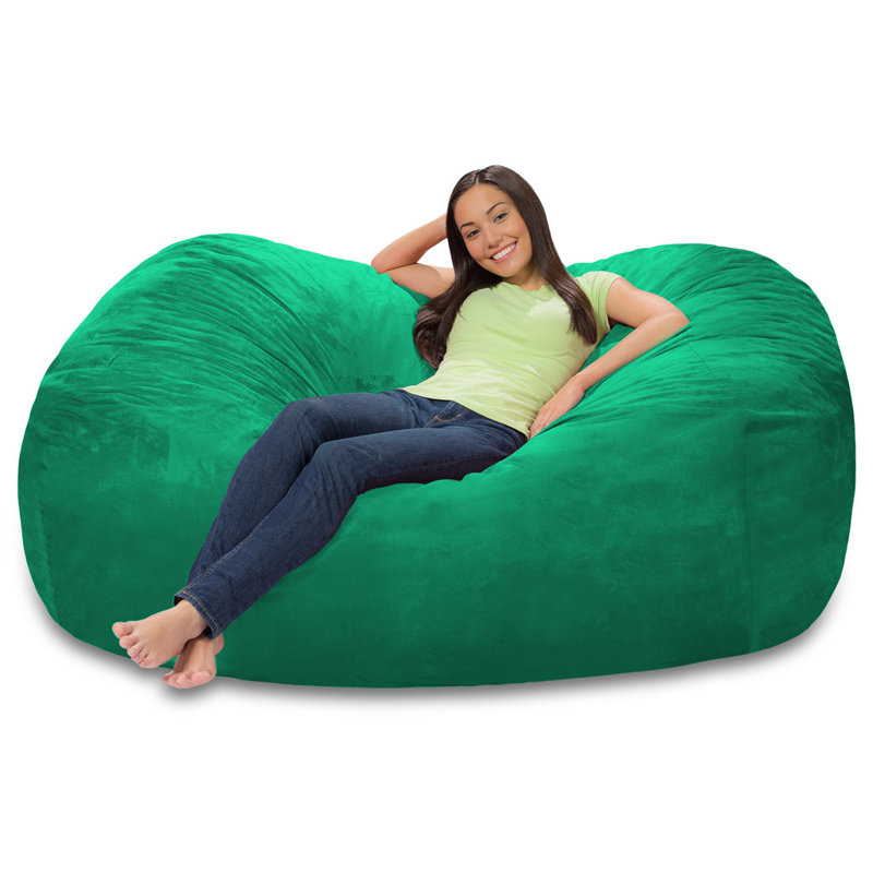 Bean Bag Chair Lounger - Large 6-Foot Shredded Memory Foam Bean Bag Chair - Removable, Machine Washable Microfiber Cover - Cozy 2-Person Breton Brand Sofa Lounger for Reading, Relaxing, and Gaming, in Multiple Colors and Fabrics