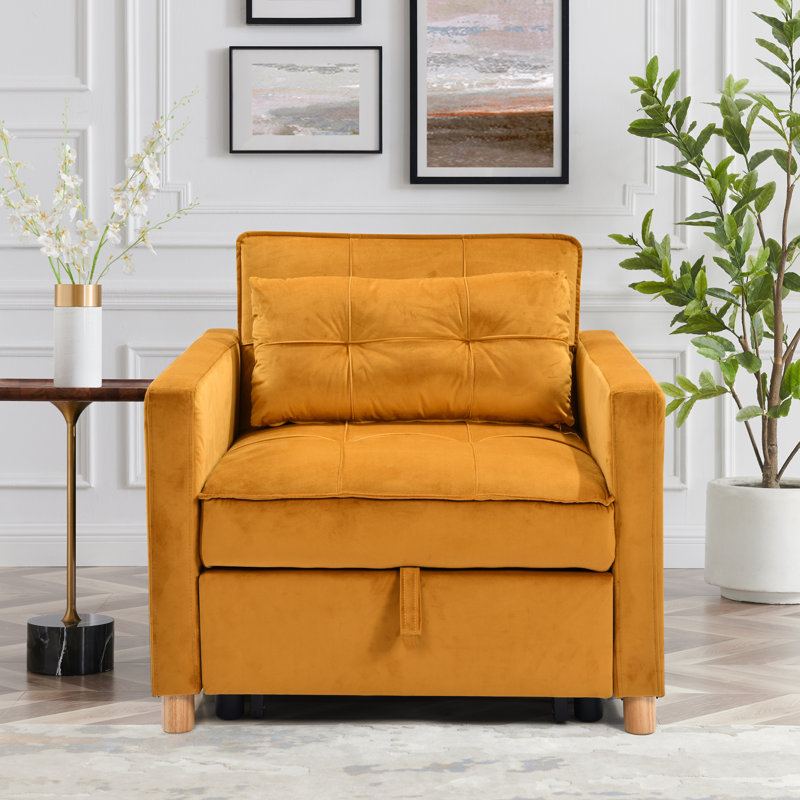 Mobarkar Velvet Accent Chair, Mustard