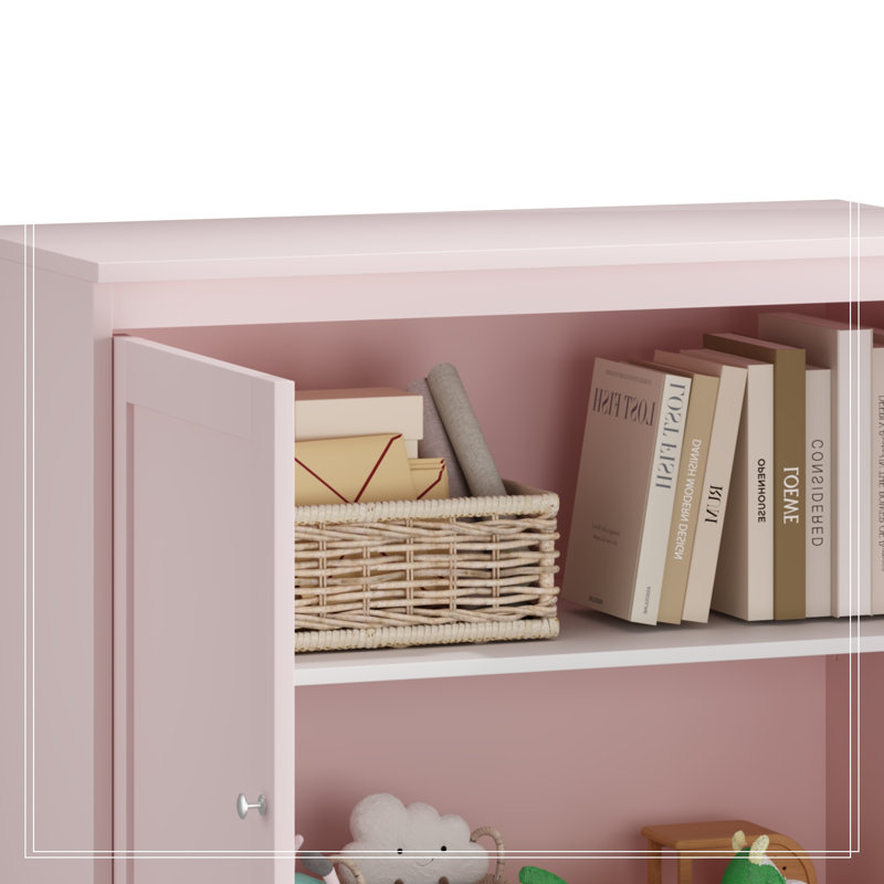 Armoire de rangement avec portes doubles et tablettes réglables, Rose pastel