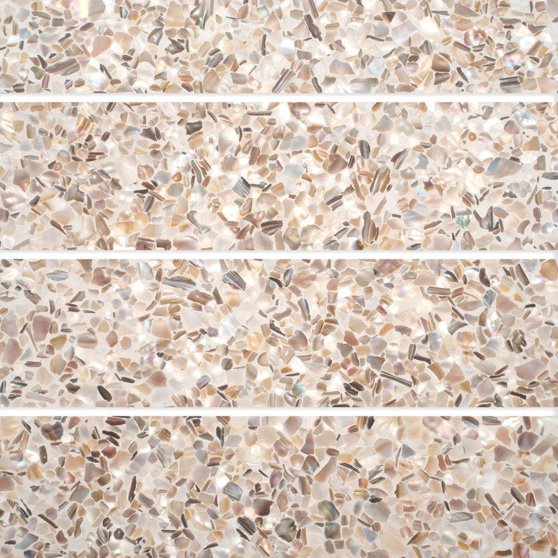 Amalfi 3x12 in. Ivory White with Copper flecks Glossy Shell, Terrazzo Elongated Subway Wall and Floor Tile (5 sq ft/case, 20-Pack)