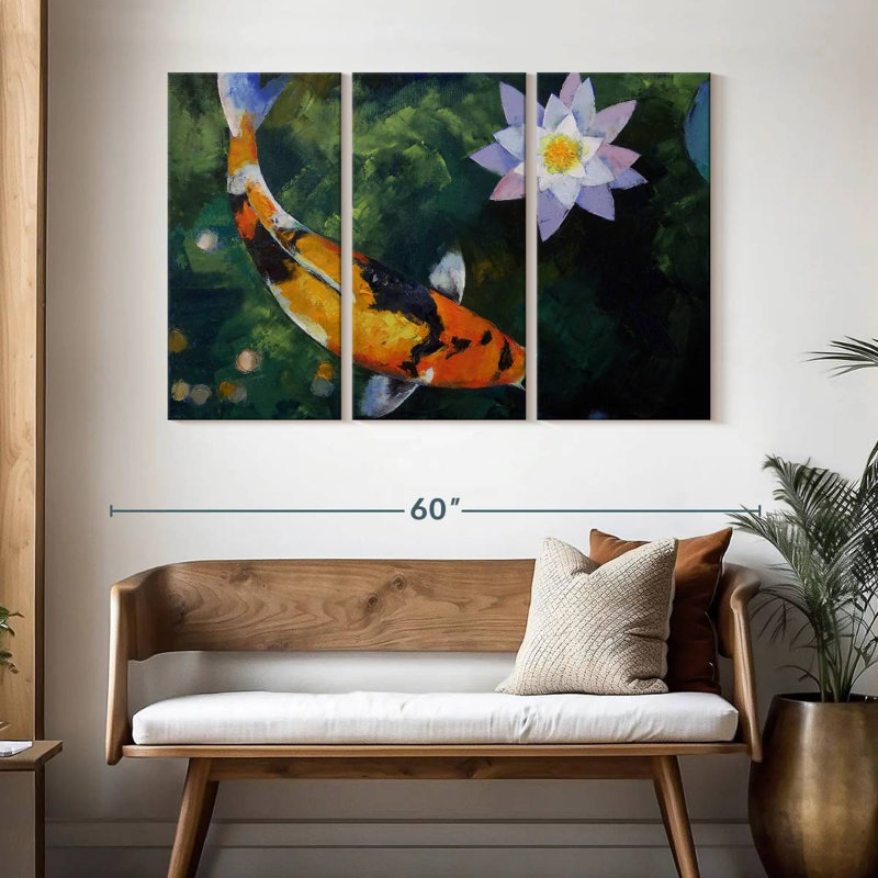 Showa Koi And Water Lily, 32" H x 50" W