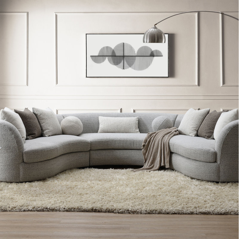 Boucle Sectional Sofa W/9 Pillows