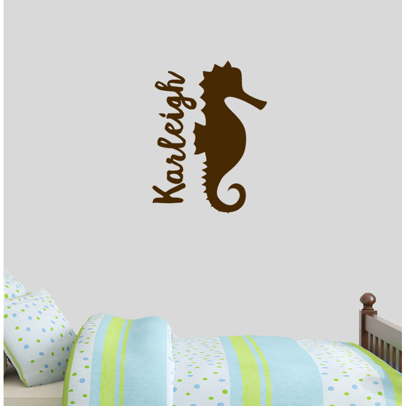 Décalcomanie murale personnalisée hippocampe name, Chocolat, Oui