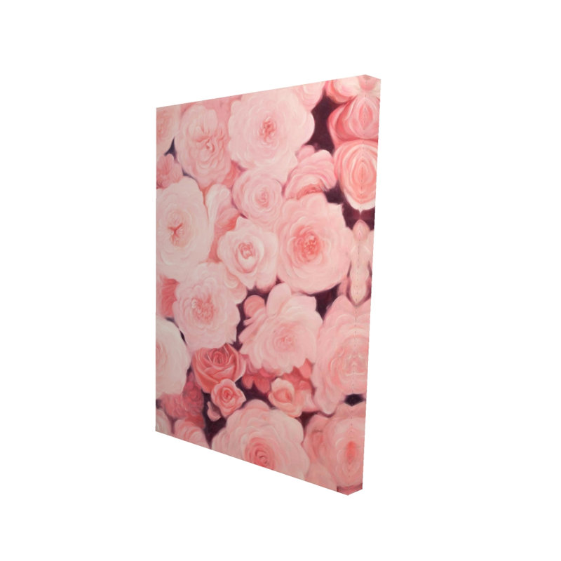 Champ de fleurs roses - art floral sur toile pour la décoration intérieure