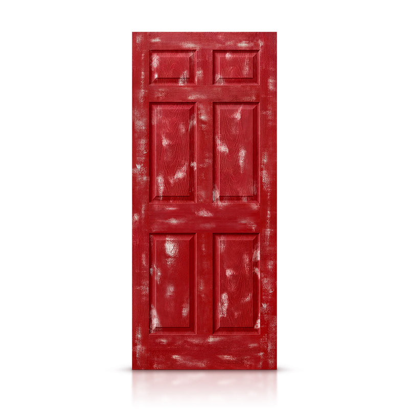 Porte standard à panneaux en bois manufacturé, 30 po x 80 po, Rouge rétro