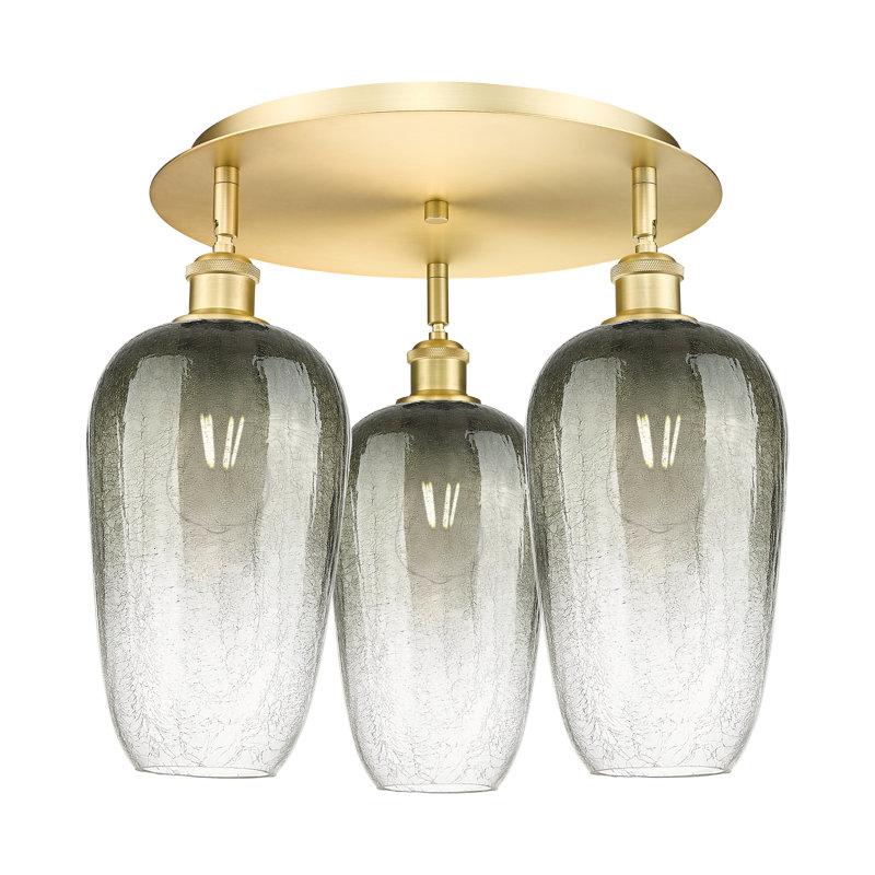 Ballston - Brookhaven Flute - 3 Light Flush Mount, Slate, Satin Gold