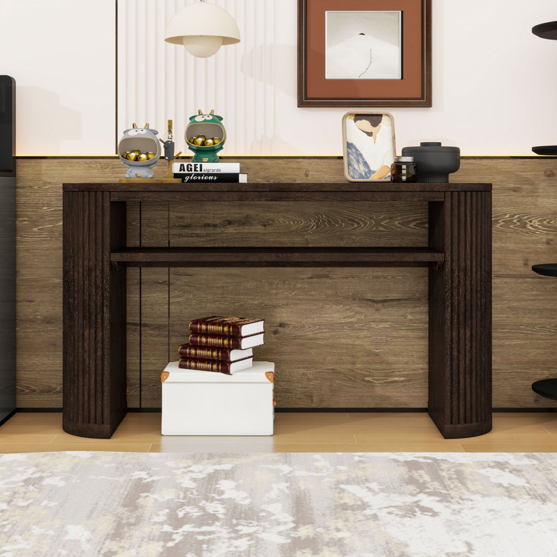 Farmhouse Console Table with Open Shelf, Espresso
