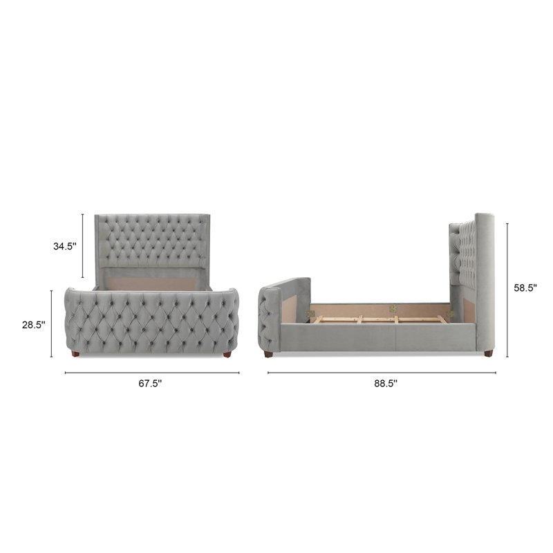 Currier Upholstered Wingback Bed - Elegant Grey