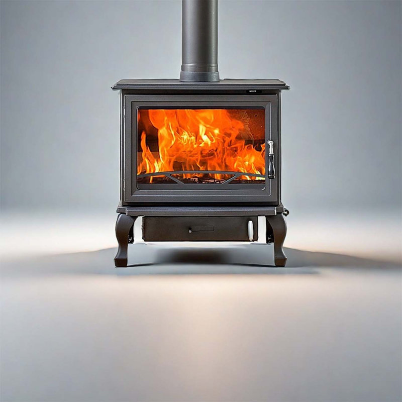 Wood burning thickened cast iron to warm fireplace