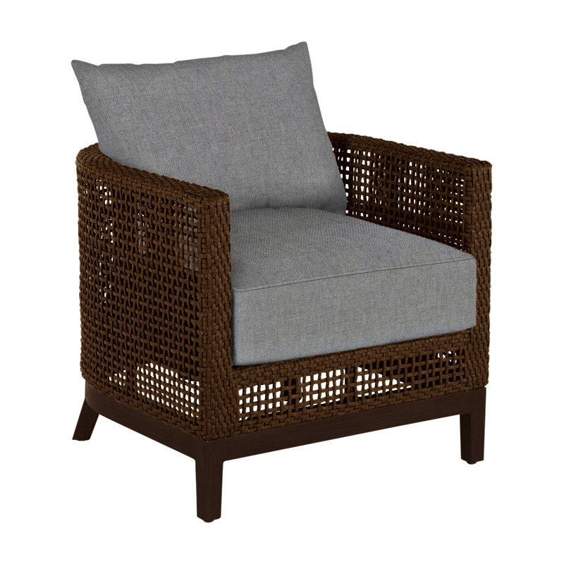 Peninsula N-Dura Resin Wicker Outdoor Barrel Chair, Mahogany/Chestnut, Welt + Standard fill, Verona Mist