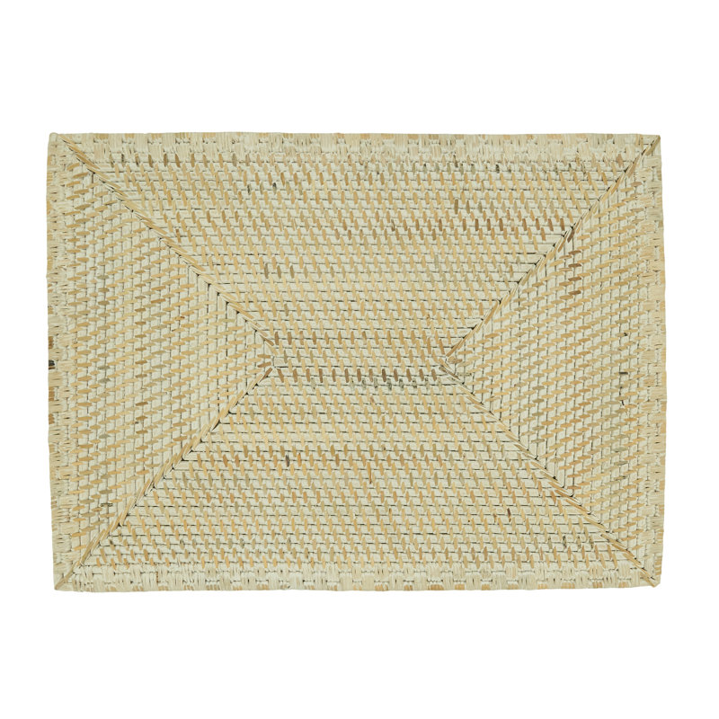 White Woven Rattan Rectangular Table Mats Set of 4