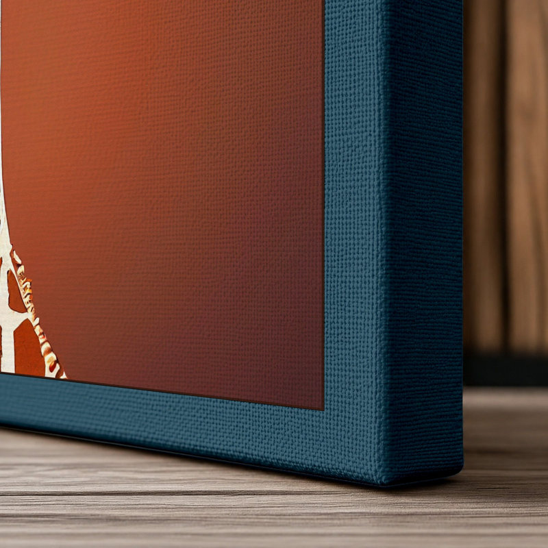 Giraffe Portrait Modern 1 Piece Wrapped Canvas Wall Art, 24x16 - 61.0 x 40.6 cm, Teal Border