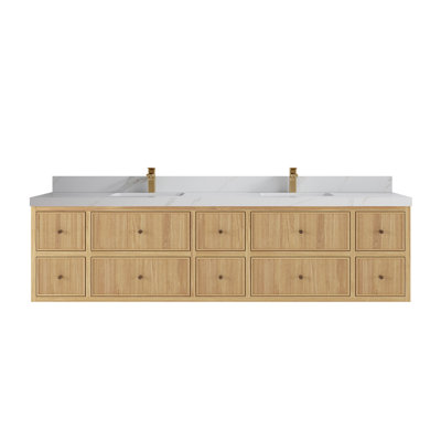 Teck flottant uni de 84 po Sonoma X P 22 po De meuble-lavabo double D Quartz