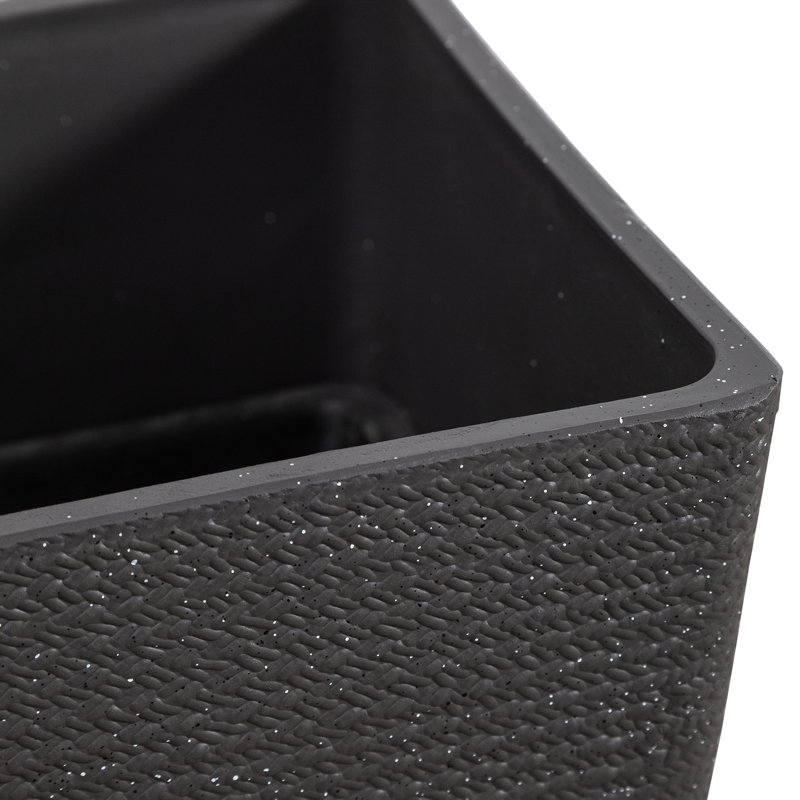 Boîte à fleurs d'extérieur rectangulaire Aura, 31.5" H x 23.6" W x 12.6" D, Noir