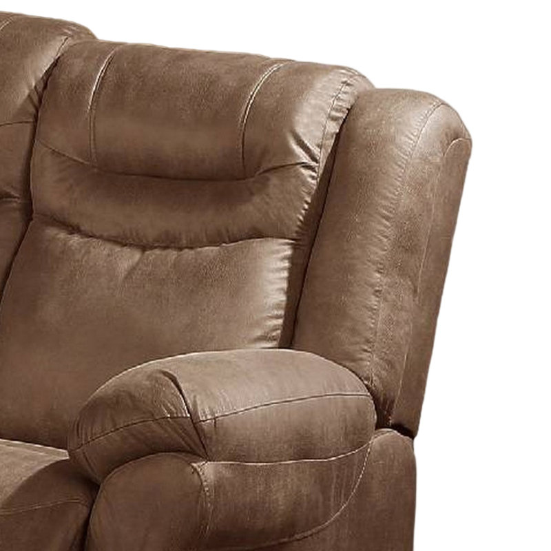 Deneta Upholstered 86'' Reclining Sofa, Brown Faux Leather, Power