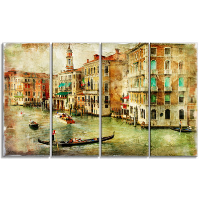 Paysage venice numérique, ensemble de 4 impressions sur toiles tendues