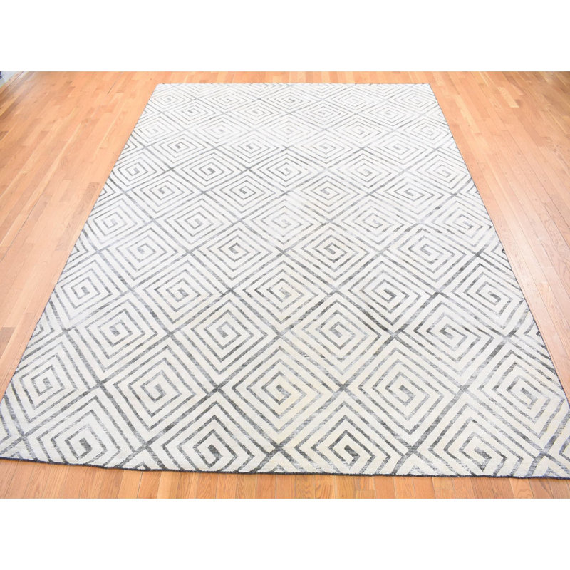 One-of-a-Kind Rectangle 9'0" X 12'0" New Age Area Rug in Ivory