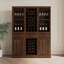 Buffet modulaire en noyer brun pour salle à manger - Bar à vin de grande capacité avec rangement élégant et fonctionnel-1993135504
