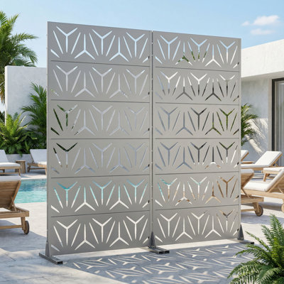 Privacy Metal Screen Fence Panel Set of 2