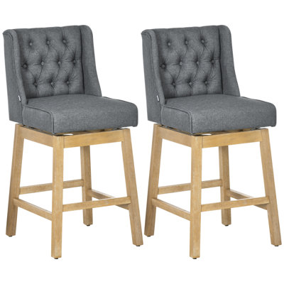Chewning , 180 Degree Swivel Kitchen Island Stool Dining Room Chairs with Solid Wood Footrests and Button Tufted Design by Laurel Foundry Modern Farmhouse