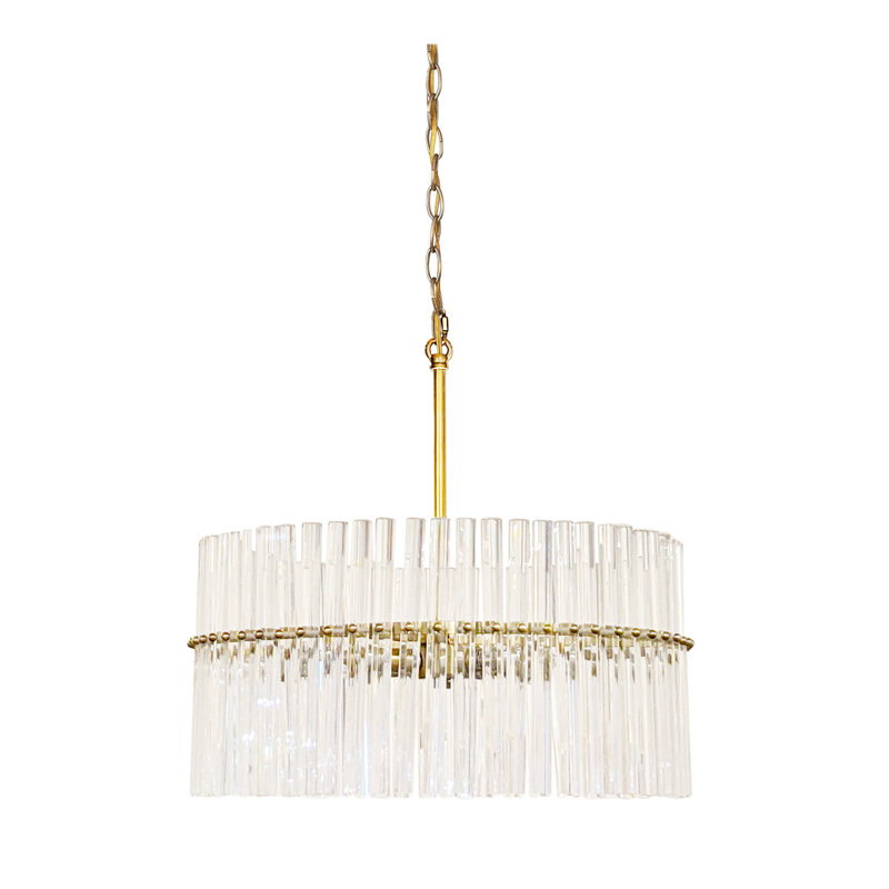 Lustre cylindrique unique à 4 lumières avec accents de cristal Habibah, Or