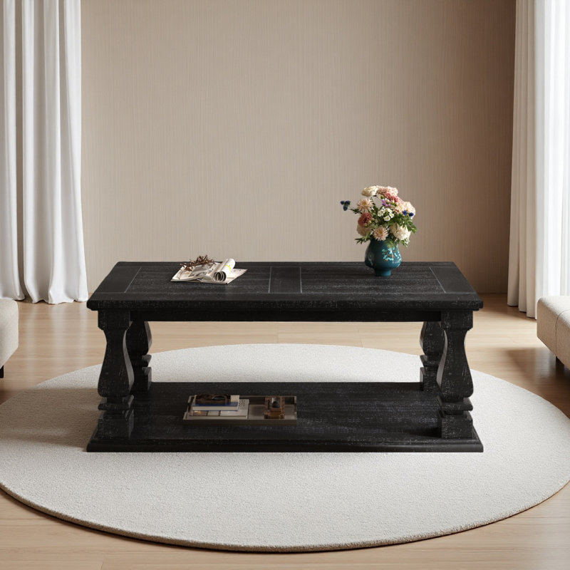 Table basse rustique de 47,24 po, Noir antique