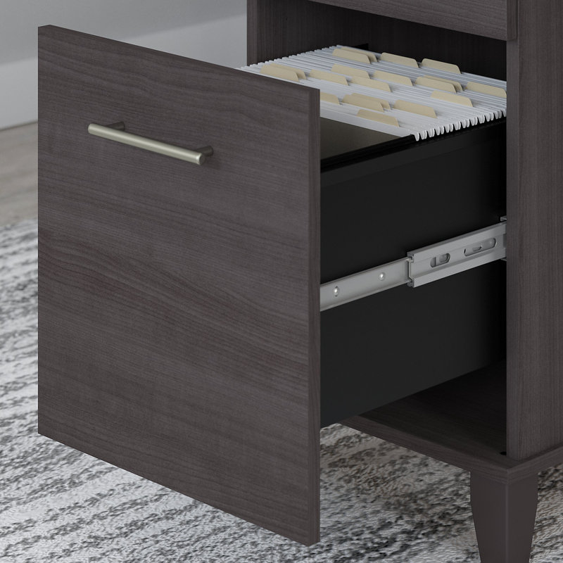 Bureau debout en L avec rehausse Magomed, Gris orage