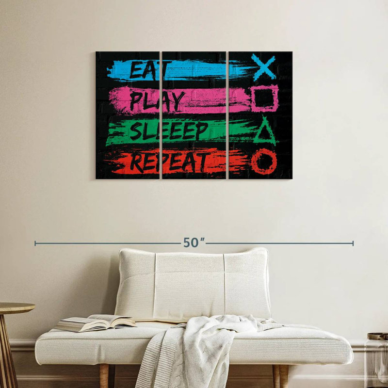 Senne Eat Play Sleep Repeat, 24" H x 38" W