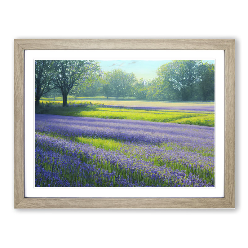 Exceptional Bluebell Field - Single Picture Frame Print, 46cm H x 64cm W x 2cm D, Oak